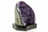 Deep Purple Amethyst Geode With Wood Base - Uruguay #368340-1